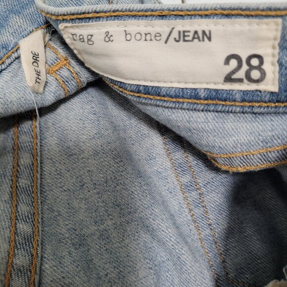 Rag & Bone Blue The Dre Distressed Light Wash Mid Rise Jeans USA Size 28 (33x31) - Picture 3 of 16